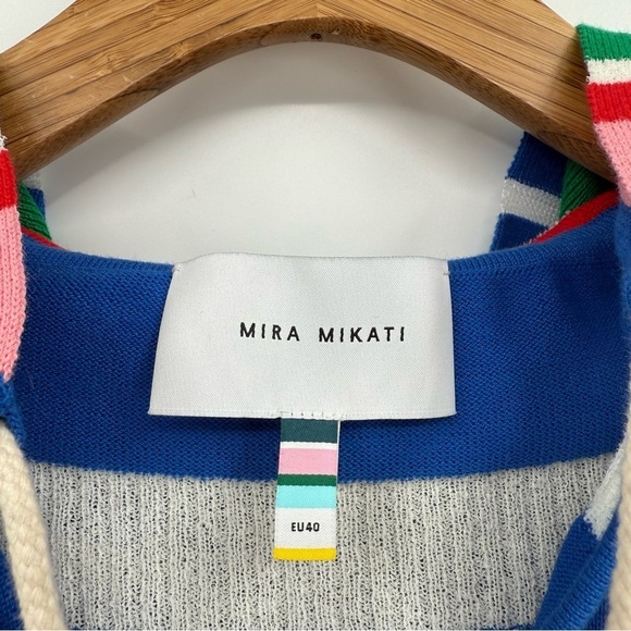 Mira Mikati Striped Cotton Blend Mixed Media Hoodie Sweater Size 40 or US 8 - Picture 6 of 14